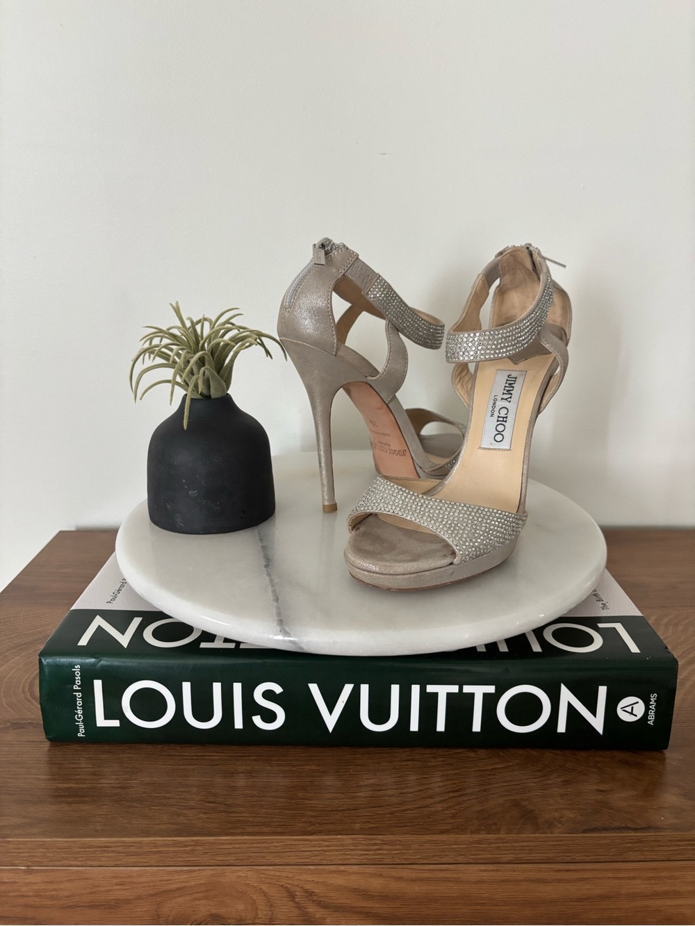 Jimmy Choo Soft Silver Crystal-Strap Stiletto Sandals